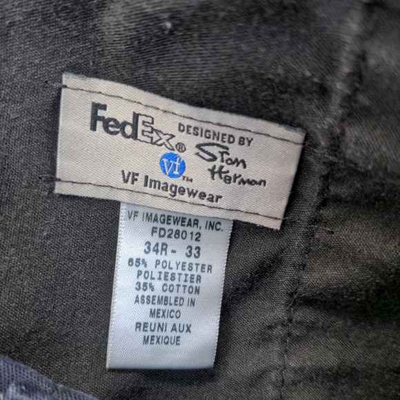 FedEx Stan Herman Men's Uniform Pants Blue Size 34R-33 Reflective Employee - Picture 12 of 12